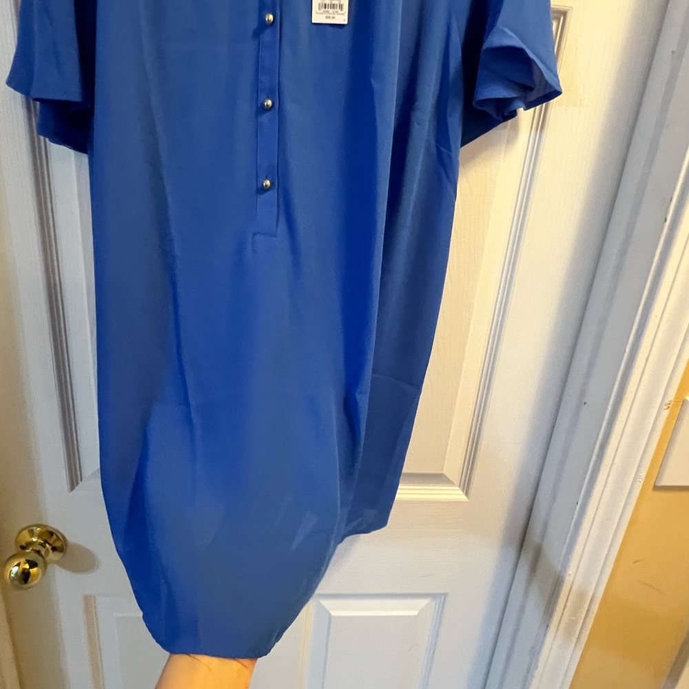 2X Blue Apt. 9 Brand New Top With Tags Flutter Short Sleeve Button Down Blouse - Picture 6 of 10